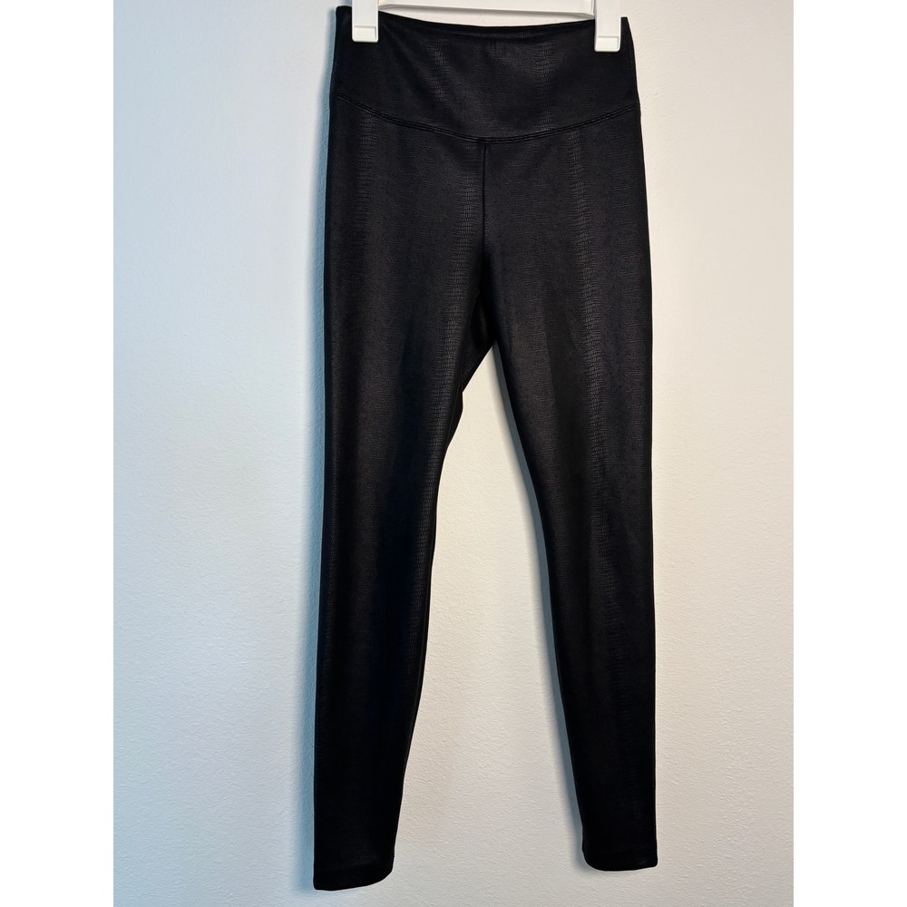 White House Black Market Runway Leggings Black Faux Leather Snake Embossed Sz 4